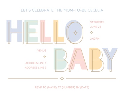Design Preview for Design Gallery: Bold & Colorful Baby Shower Invitations, 5.5" x 4"