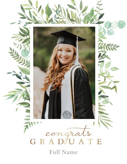 A graduation announcement greens white cream design for Type with 1 uploads