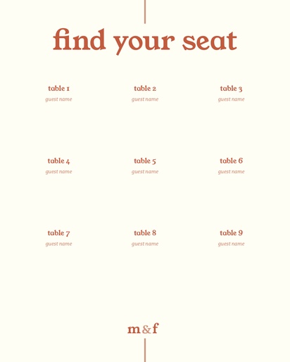 A seating chart modern white cream design for Type