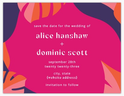A save the date destination wedding purple pink design for Season