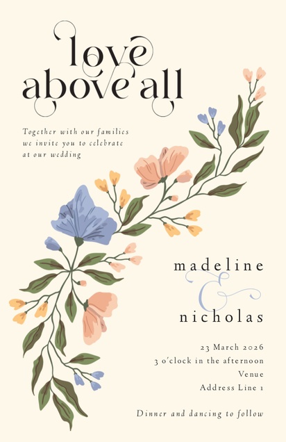 Design Preview for Design Gallery: Floral Wedding Invitations, Flat 11.7 x 18.2 cm