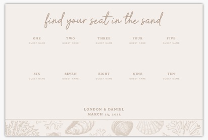 A sandy wedding seating chart white design for Summer