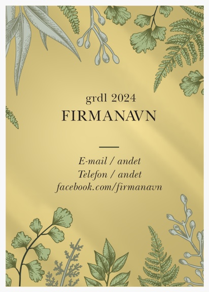 Forhåndsvisning af design for Designgalleri: Blomster og grønt Etiketter på rulle, Rektangel 10,5 x 7,4 cm Guldfarvet papir