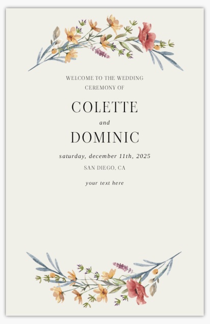Design Preview for Design Gallery: Floral Wedding Programs, 6" x 9"