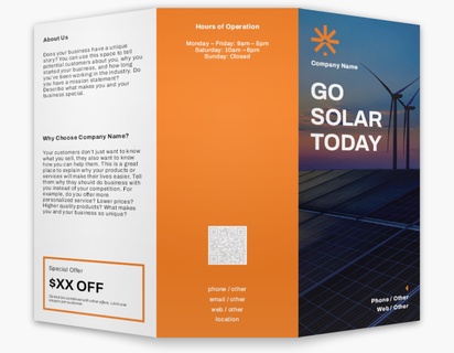 A sustainability solar energy blue orange design with 1 uploads