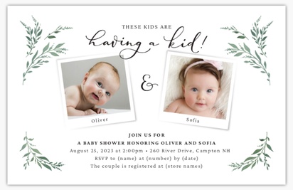 A whimsical baby shower white gray design for Baby Shower with 2 uploads