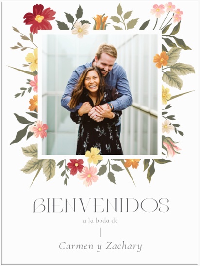 Un flores de jardín cartel de bienvenida de boda diseño gris marrón para Verano con 1 imágenes