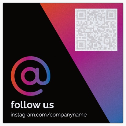 A scan to follow us follow me black pink design