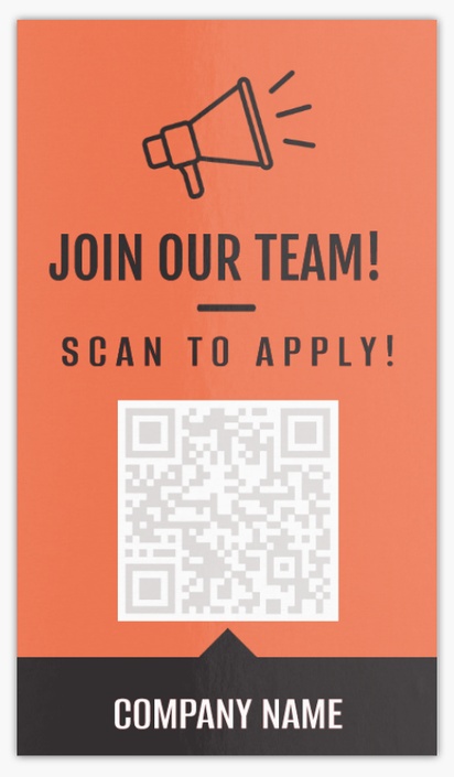 A scan we're hiring gray orange design for QR Code