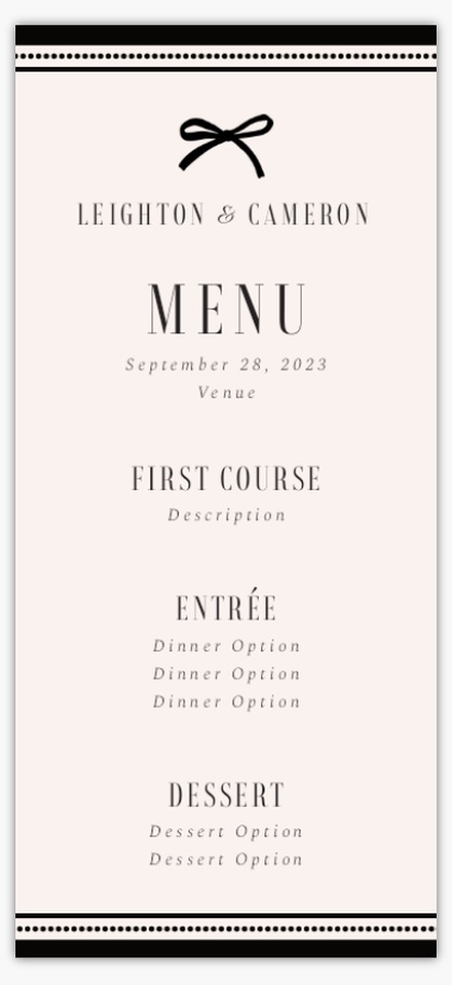 A menu feminine gray design for Wedding
