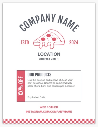 A pizza delivery checks white pink design for Modern & Simple