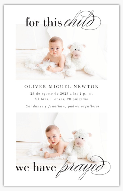 Un anuncio de nacimiento de navidad bebé diseño crema blanco para Tema con 2 imágenes