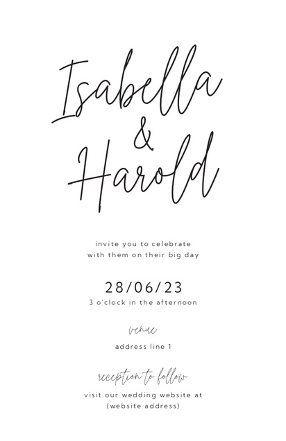 Design Preview for Templates for Typographical Wedding Invitations , Flat 11.7 x 18.2 cm