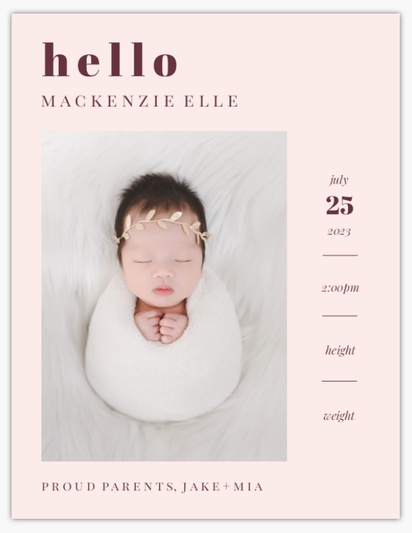 A hello hello baby white pink design for Birth Announcements with 1 uploads