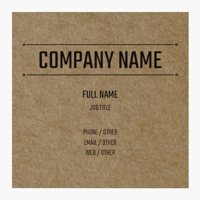Design Preview for Design Gallery: Conservative Kraft Business Cards, Square (65 x 65 mm)
