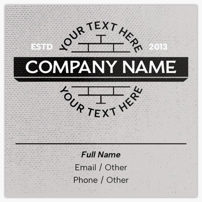 Design Preview for Masonry & Bricklaying Glossy Business Cards Templates, Square (2.5" x 2.5")