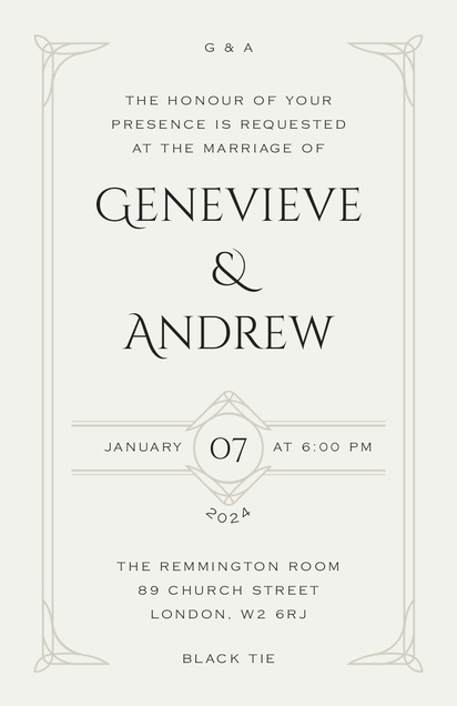 Design Preview for Design Gallery: Vintage Wedding Invitations, Flat 13.9 x 21.6 cm