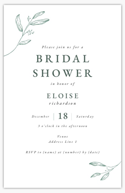 A simple greenery classic white gray design for Bridal Shower