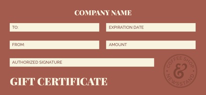 Design Preview for Templates for Coffee Shops & Cafes Gift Certificates 