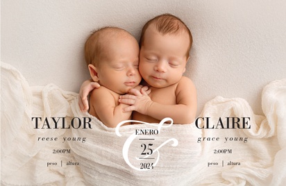 Un moderno anuncio del bebé gemelos diseño negro blanco para Unisex con 1 imágenes