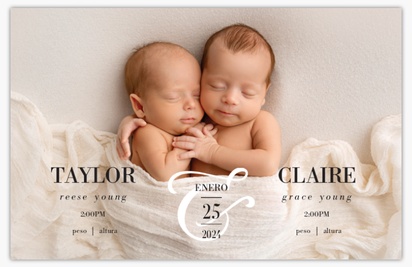 Un moderno anuncio del bebé gemelos diseño negro blanco para Unisex con 1 imágenes
