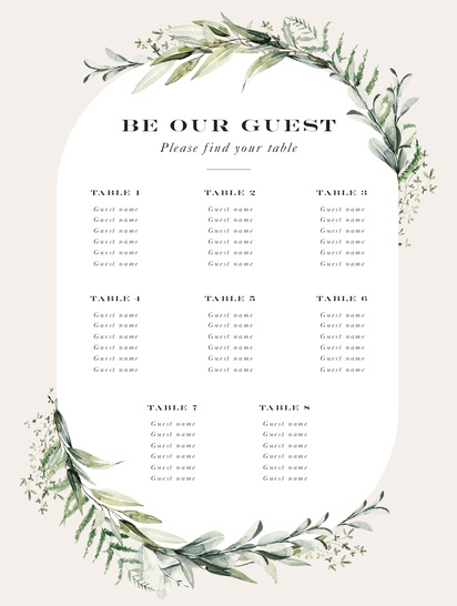 A classic seating chart white cream design for Type