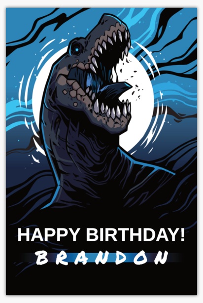 A dinosaur birthday t rex black blue design for Birthday