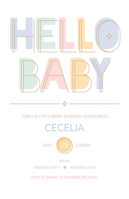 Design Preview for Design Gallery: Retro Baby Shower Invitations, 4.6” x 7.2”