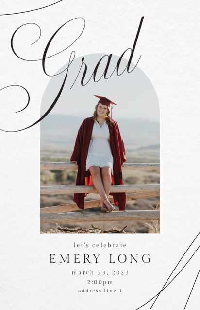 A grad announcement elegant white design for Graduation Party with 1 uploads