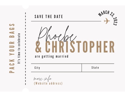 A destination wedding save the date passport white cream design for Theme
