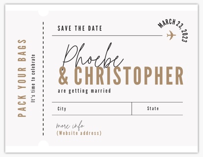 A destination wedding save the date passport white cream design for Theme
