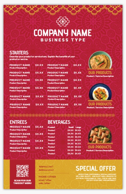 A menu pattern red yellow design