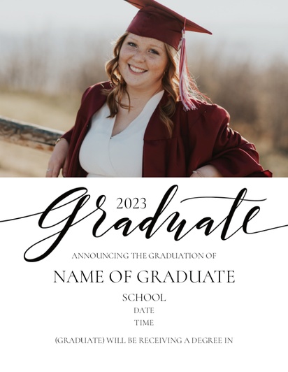 A cursive graduate white gray design for Modern & Simple with 1 uploads