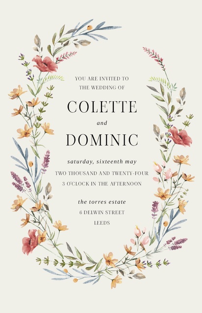 Design Preview for Templates for Floral Wedding Invitations , Flat 11.7 x 18.2 cm