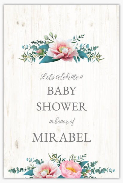 A flowers girl baby shower white gray design for Baby