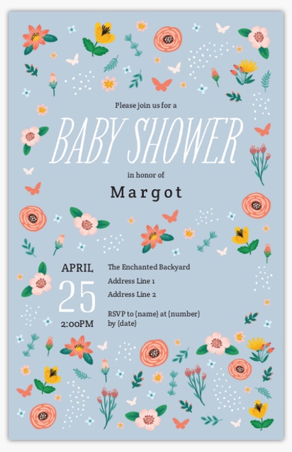 A botanicals garden party blue pink design for Baby Shower