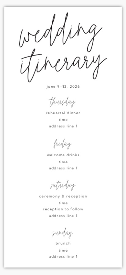 Design Preview for Minimal Wedding Programs Templates, 4” x 8”