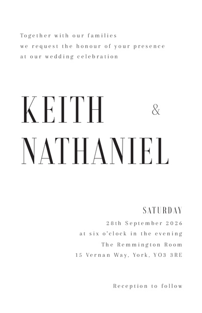 Design Preview for Design Gallery: Minimal Wedding Invitations, Flat 13.9 x 21.6 cm