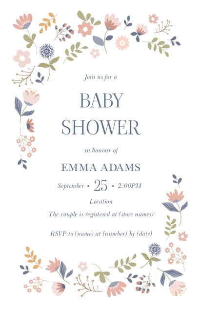 Design Preview for Design Gallery: Floral & Garden Baby Shower Invitations, 4.6” x 7.2”