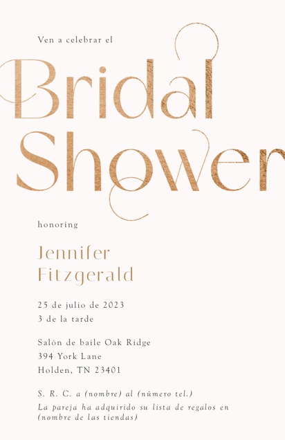 Un acentos dorados negro y dorado diseño blanco crema para Bridal Shower