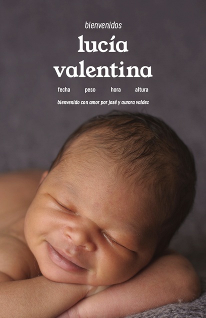 Un bebé anuncio de nacimiento diseño crema para Tipo con 1 imágenes