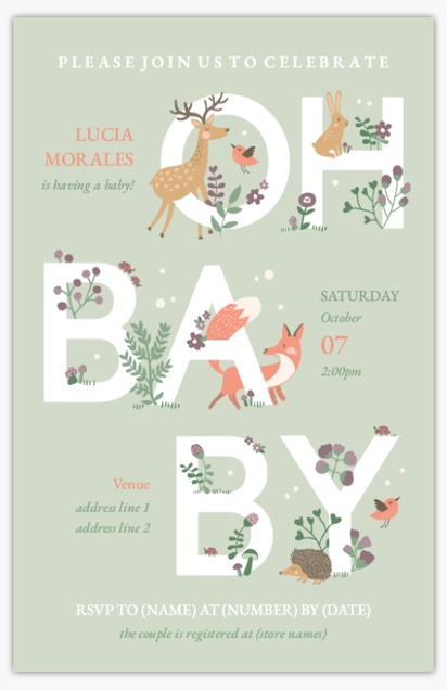 Design Preview for Baby Shower Invitations, 4.6” x 7.2”