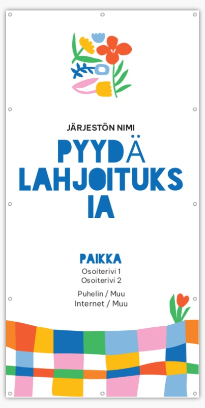 Mallin esikatselu Mallivalikoima: Laki & Politiikka Reikävinyylibanderollit, 122 x 244 cm