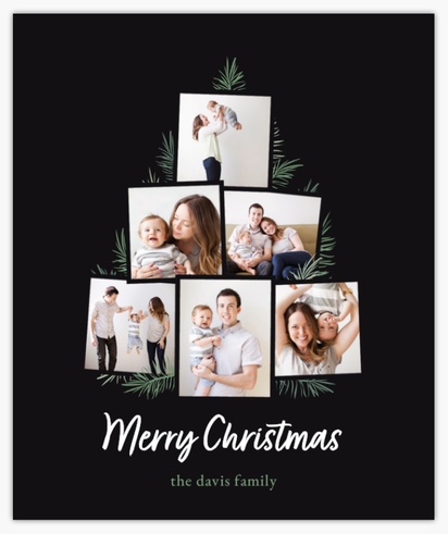 A merry christmas photo tree black gray design for Holiday with 6 uploads