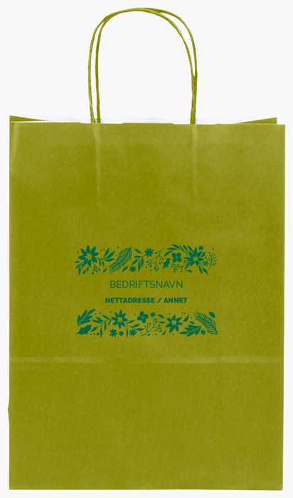 Forhåndsvisning av design for Designgalleri: Blomster og grønne planter Ensfargede papirposer med trykk, S (22 x 10 x 29 cm)