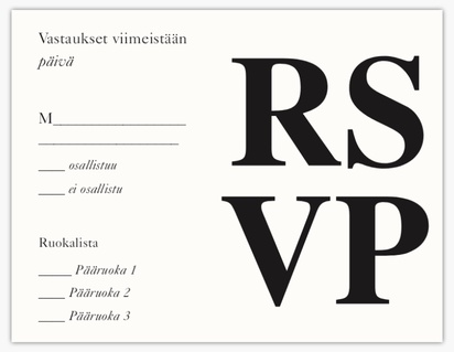 Mallin esikatselu Mallivalikoima: Typografiset Vastausta pyydetään -kortit, 13.9 x 10.7 cm