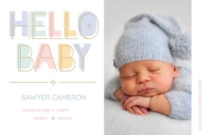 A hello baby fun text white design for Type with 1 uploads