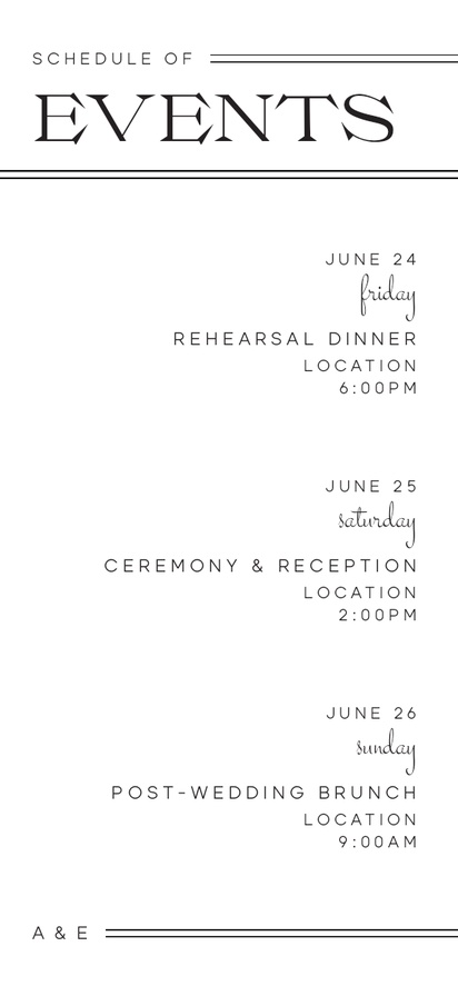 A plain itinerary card white design for Type