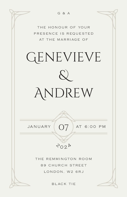 Design Preview for Templates for Vintage Wedding Invitations , Flat 11.7 x 18.2 cm