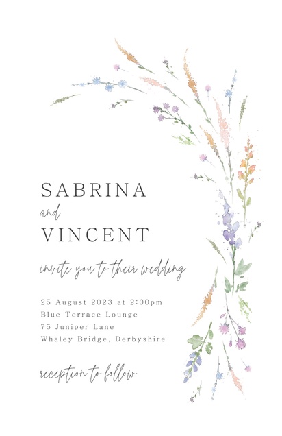 Design Preview for Templates for Floral Wedding Invitations , Flat 13.9 x 21.6 cm